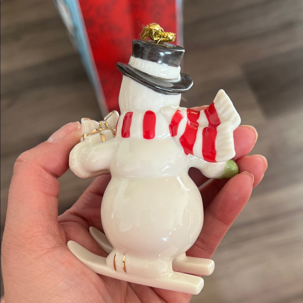 Lenox Snowman Ornament Porcelain 24k Gold Accents Retired Holiday Collectible - Picture 2 of 5